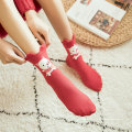 Verdickte Isolierung Großhandel Custom Christmas Red Home Koralle Fleece Socken Damen Baumwollbodensocken